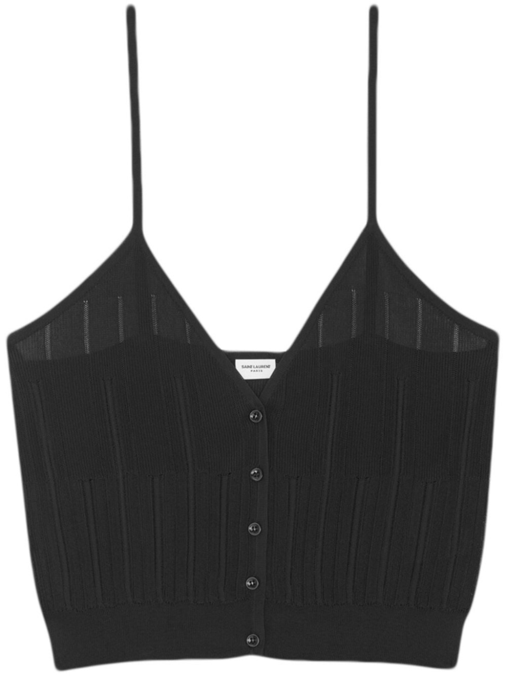 Saint Laurent YSL Black Striped Knit Button Down Sleeveless Cropped Top
